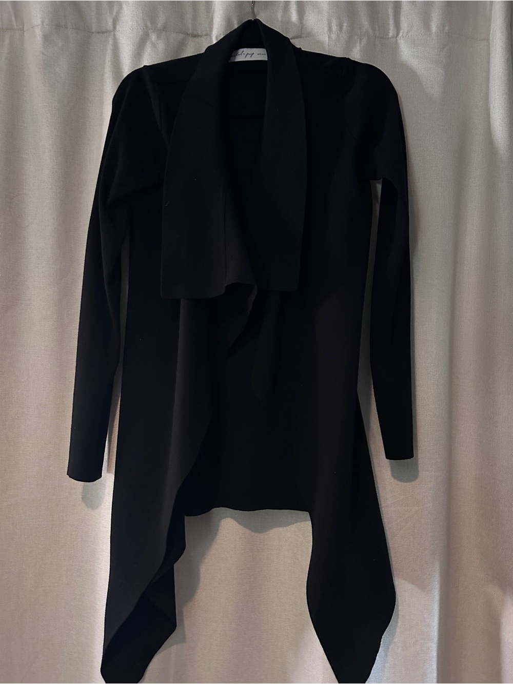 Petal & Pup Black Draped Open-Front Long Sleeve Cardigan
